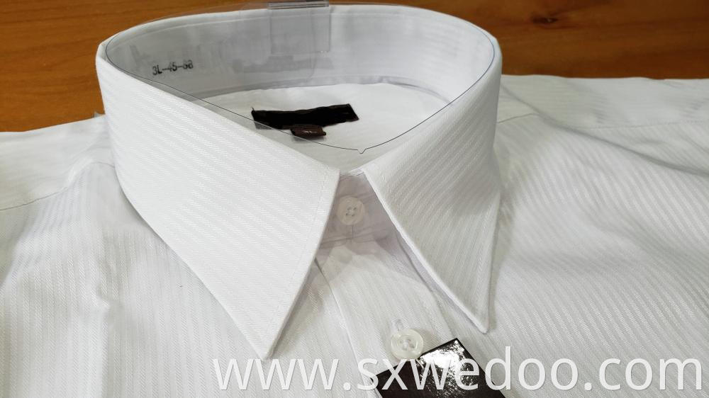 White Jacquard Long Sleeved Shirt Collar